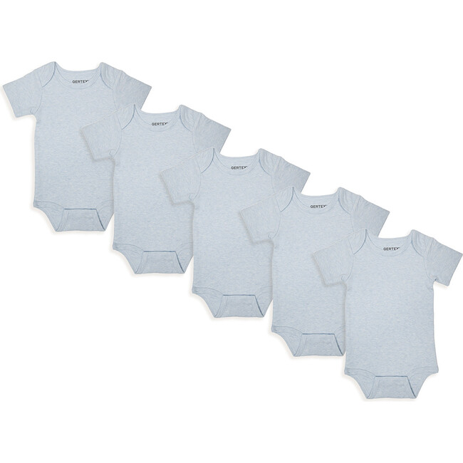 Organic Cotton Short Sleeve 5-Pack Bodysuit Bundle, Blue
