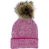 Studded Crystal Faux Fur Pom Pom Beanie, Hot Pink - Hats - 1 - thumbnail