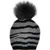 Tiger Pattern Wool Hat Faux Fur Black Hat, Charcoal & Black - Hats - 1 - thumbnail