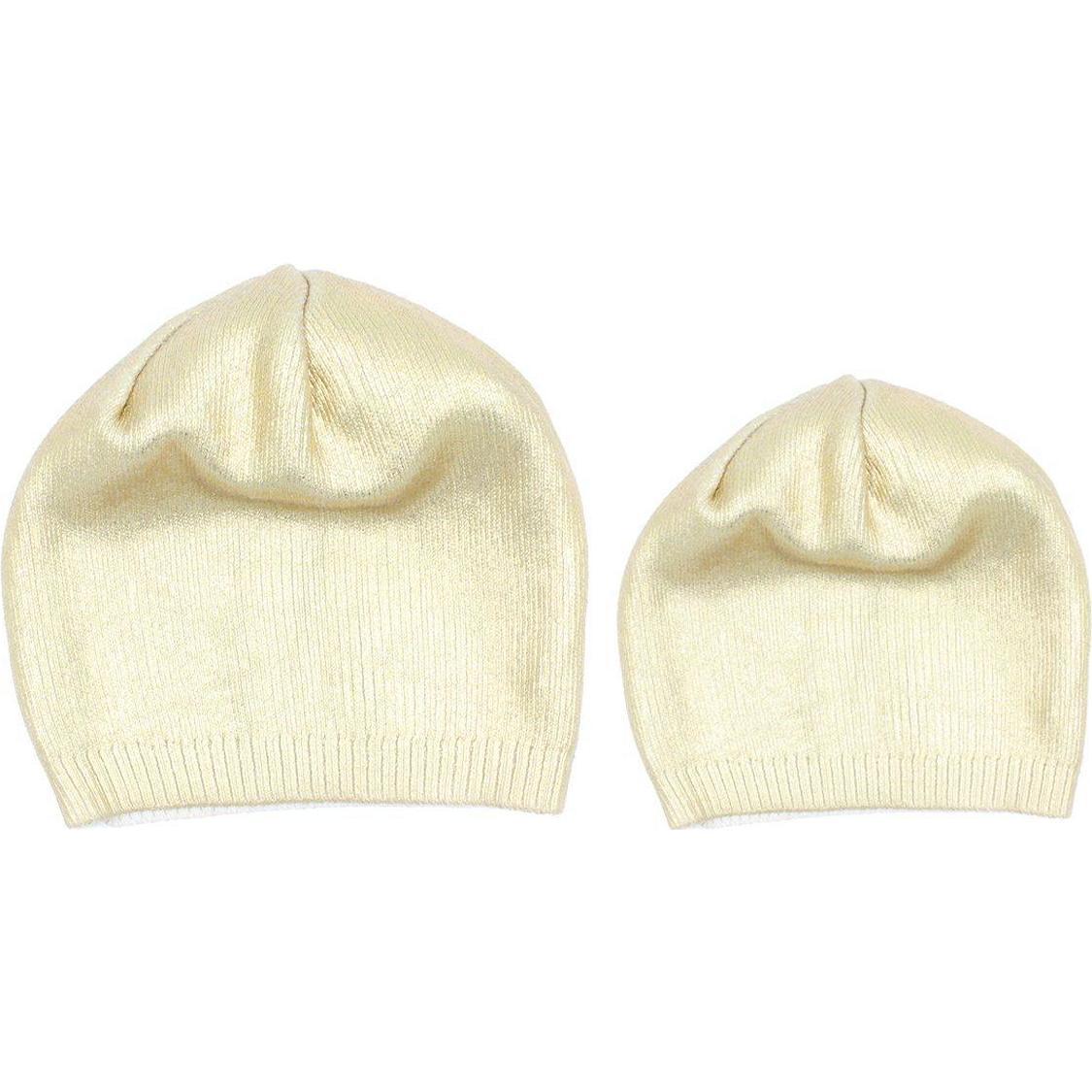 Metallic Stamp Beanie, Gold - Hats - 1