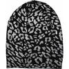 Leopard Print Wool Faux Fur Pom Pom Hat, Silver - Hats - 2