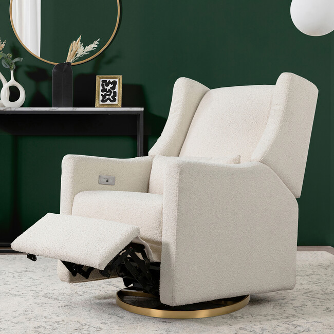 Kiwi Electronic Recliner & Swivel Glider with USB Port, Ivory Boucle/Gold - Nursery Chairs - 4