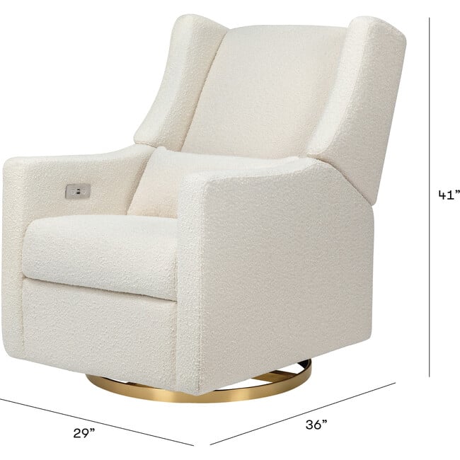 Kiwi Electronic Recliner & Swivel Glider with USB Port, Ivory Boucle/Gold - Nursery Chairs - 5