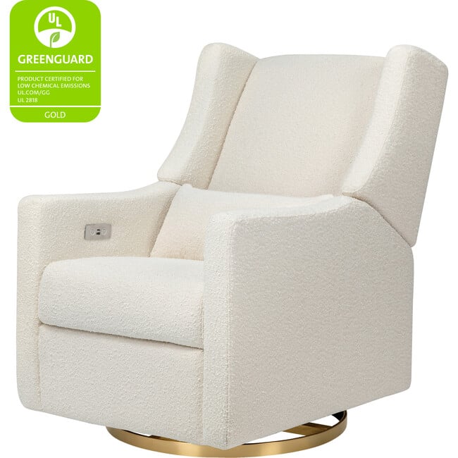 Kiwi Electronic Recliner & Swivel Glider with USB Port, Ivory Boucle/Gold - Nursery Chairs - 11