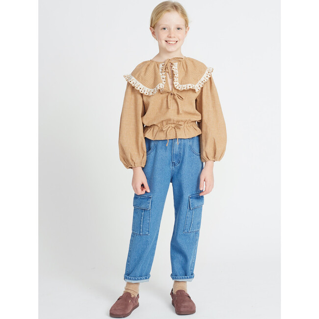 Olivia Ruffled Blouse, Alpine Terra Check - Blouses - 3