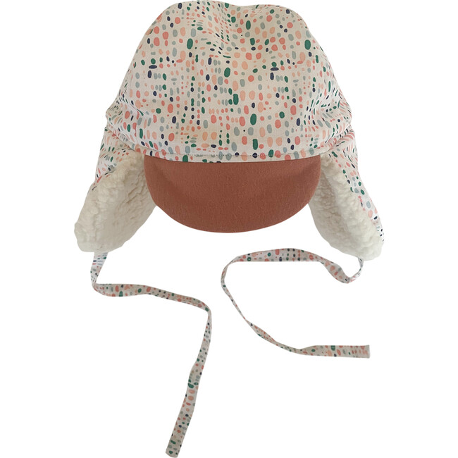 Winter Hat, Colorful Funky Dots on White with tie - Hats - 2