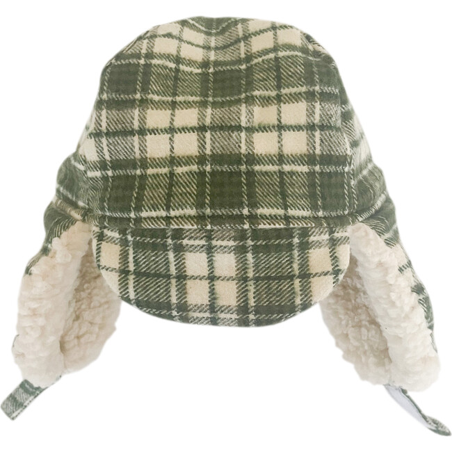 Winter Hat, Olive White Plaid with velcro straps - Hats - 3