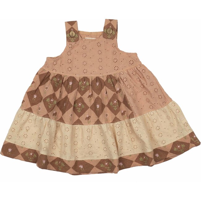 Gigi Dress, Patchwork Floral Dusted Clay