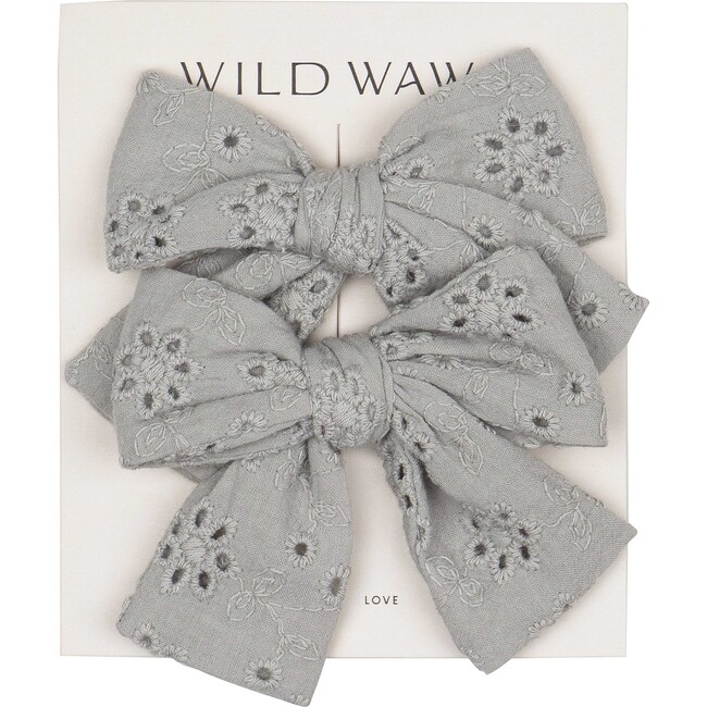 Bow Clip Set, Dusted Blue