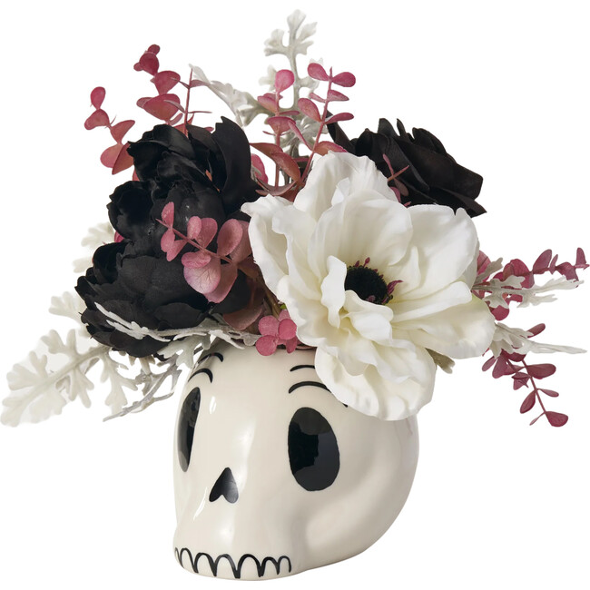 Corpse Bride Fall Halloween Arrangement In Petite Skull Planter