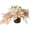 Linen Leaves & Fall Blooms Floral Arrangement in Antiqued Metal Pot - Bouquets - 1 - thumbnail