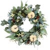 Cream Pumpkin Fall Harvest Front Door Wreath - Wreaths - 1 - thumbnail