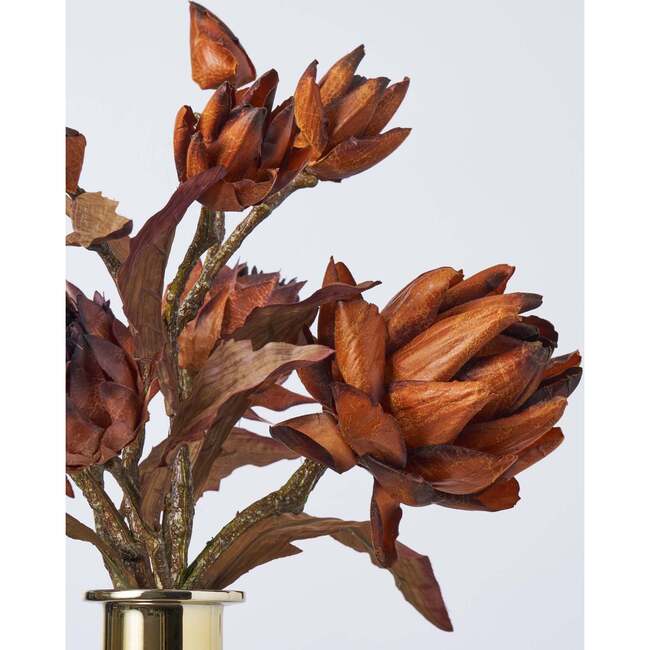 Rustic Brown Dried Look Fall Floral Arrangement In Gold Dipped Bottle Vase - Bouquets - 2
