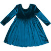 Girls Velour Steph Dress, Midnight Blue - Dresses - 1 - thumbnail