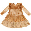 Girls Velour Kalani Dress, Gold - Dresses - 1 - thumbnail