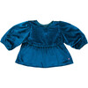 Girls Velour Rowan Top, Midnight Blue - Shirts - 1 - thumbnail
