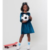 Girls Velour Steph Dress, Midnight Blue - Dresses - 2