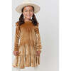 Girls Velour Kalani Dress, Gold - Dresses - 2