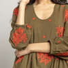 Womens Michelle Dress, Dark Olive W/ Embroidery - Dresses - 2