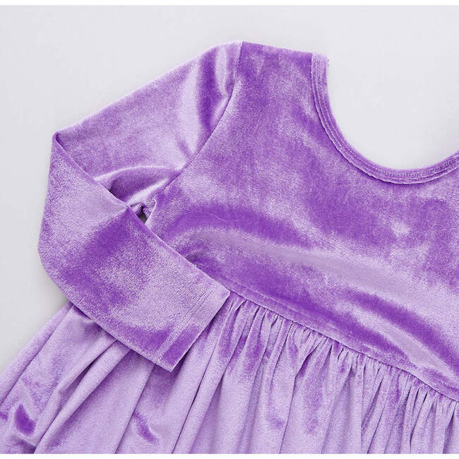 Girls Velour Steph Dress, Lavender - Dresses - 3