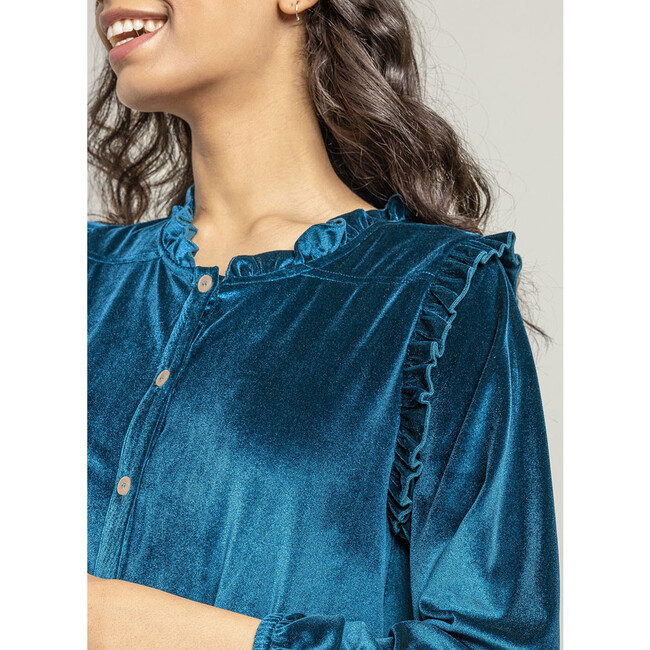 Womens Velour Kalani Dress, Midnight Blue - Dresses - 2