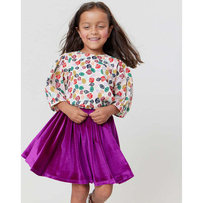 Girls Velour Gianna Skirt, Berry - Skirts - 2