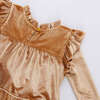 Girls Velour Kalani Dress, Gold - Dresses - 3