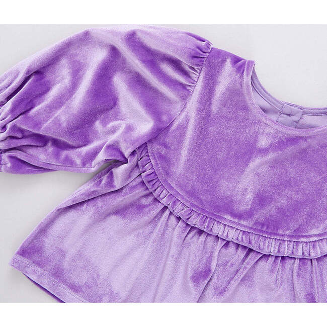 Girls Velour Rowan Top, Lavender - Shirts - 4