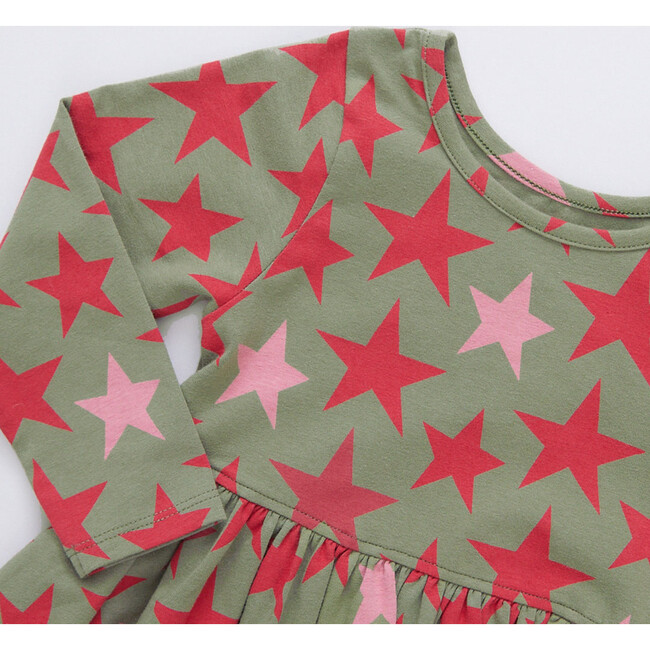 Girls Organic Steph Dress, Green Star - Dresses - 3
