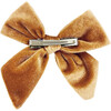 Girls Velour Bow, Gold - Hair Accessories - 2