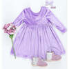 Girls Velour Steph Dress, Lavender - Dresses - 5