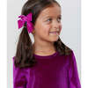 Girls Velour Bow, Berry - Hair Accessories - 2