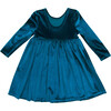 Girls Velour Steph Dress, Midnight Blue - Dresses - 5