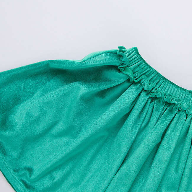 Girls Velour Gianna Skirt, Teal - Skirts - 3