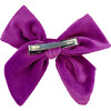 Girls Velour Bow, Berry - Hair Accessories - 3