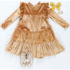 Girls Velour Kalani Dress, Gold - Dresses - 5