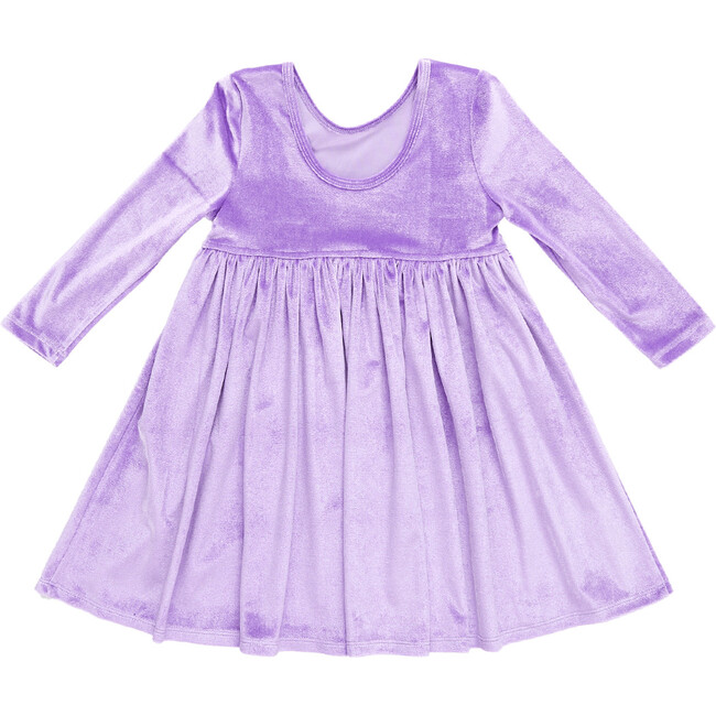 Girls Velour Steph Dress, Lavender - Dresses - 6