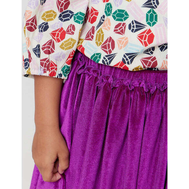 Girls Velour Gianna Skirt, Berry - Skirts - 4