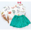 Girls Velour Gianna Skirt, Teal - Skirts - 4