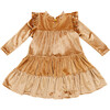 Girls Velour Kalani Dress, Gold - Dresses - 6