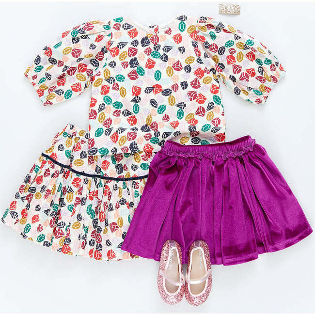 Girls Velour Gianna Skirt, Berry - Skirts - 5