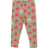 Girls Organic Legging, Green Star - Leggings - 1 - thumbnail
