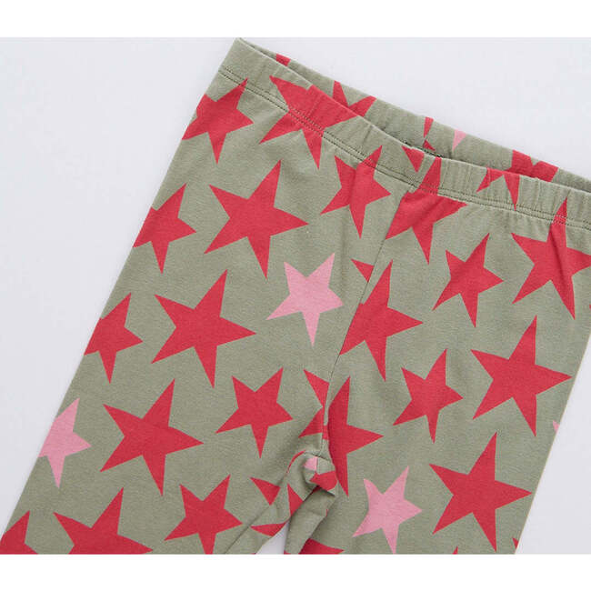 Girls Organic Legging, Green Star - Leggings - 3