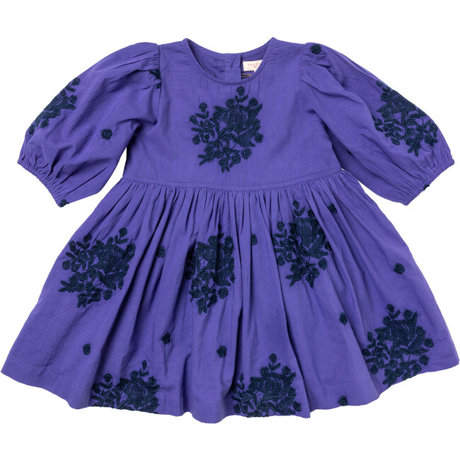Girls Brooke Dress, Royal Purple Embroidery