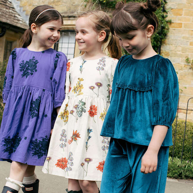 Girls Brooke Dress, Royal Purple Embroidery - Dresses - 2