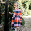 Girls Autumn Dress, Navy Orange Check - Dresses - 2