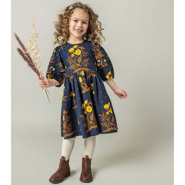 Girls Brooke Dress, Navy Poppy - Dresses - 2