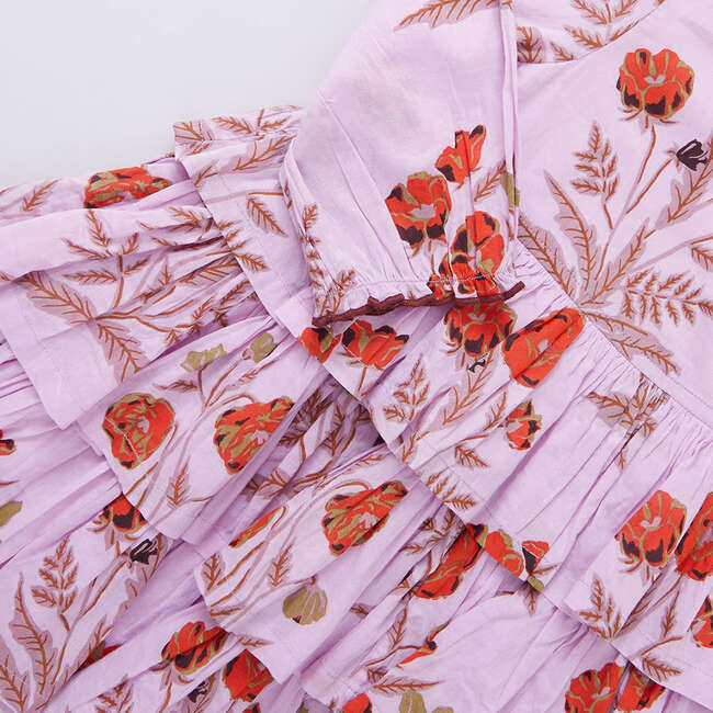 Girls Fleur Dress, Lavender Poppy - Dresses - 3