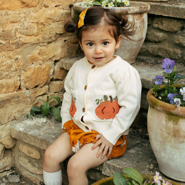 Baby Girls Pocket Sweater, Pumpkin - Sweaters - 2