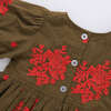 Girls Brooke Dress, Dark Olive Embroidery - Dresses - 3